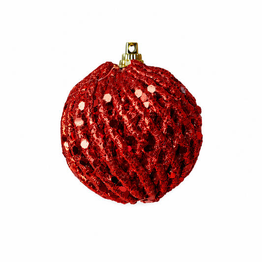 BOLA VERM. COM GLITTER 6CM 1UNI