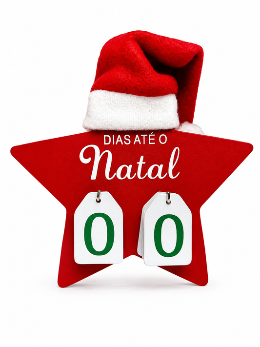 Calendário Contagem Regressiva Natal Estrela Decorativa 23cm