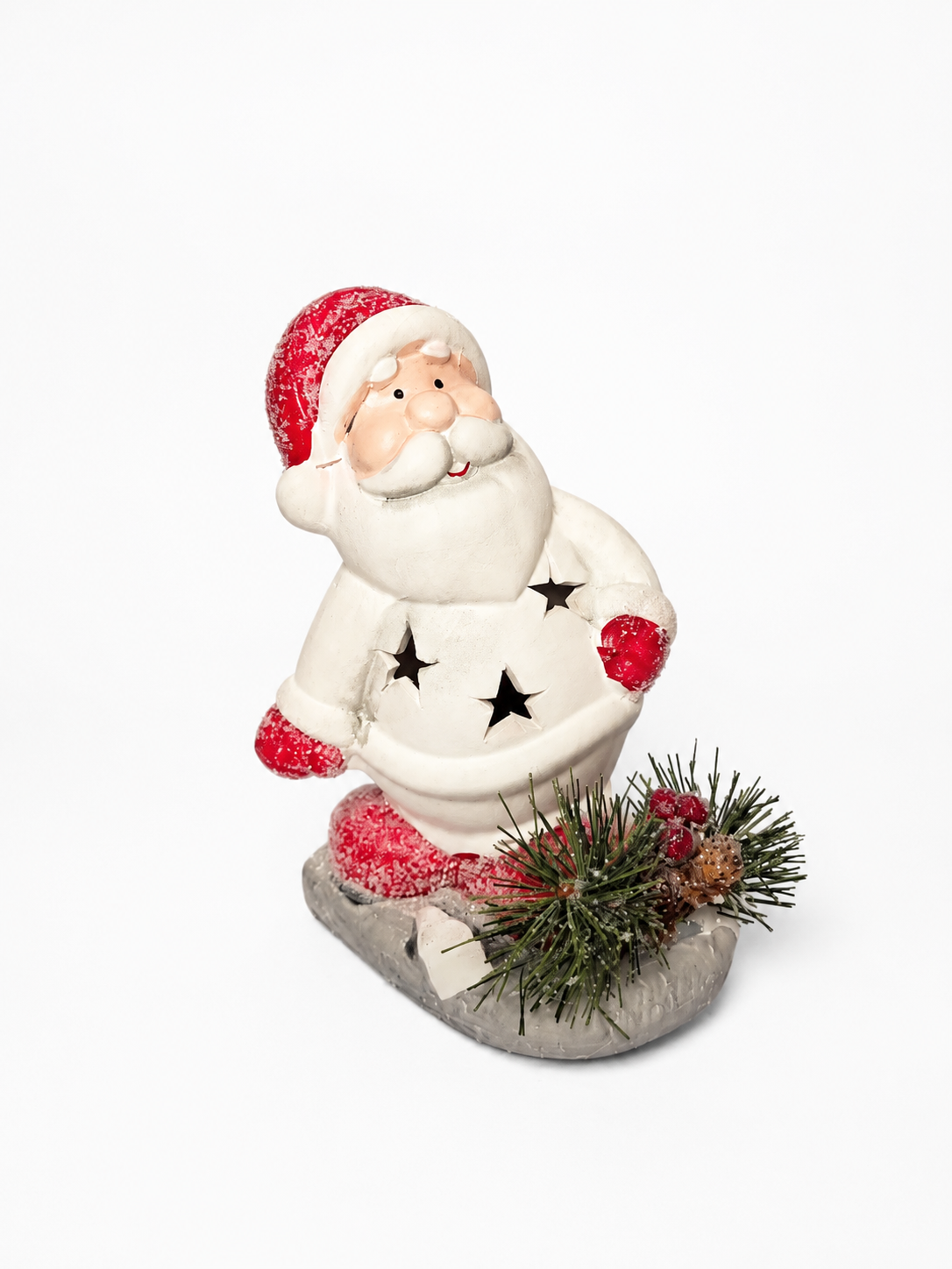 PAPAI NOEL ESQUIANDO EM CERÂMICA 15,3CM