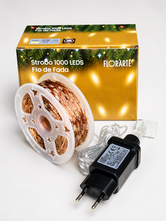 PISCA PISCA STROBO 1000 LEDS BRANCO QUENTE FIO DE FADA