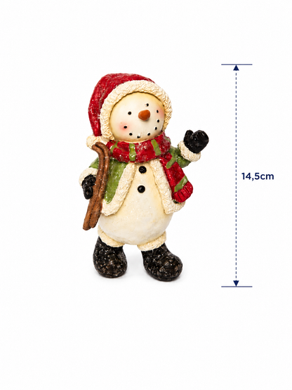 BONECO DE NEVE EM CERÂMICA EM PÉ 13CM