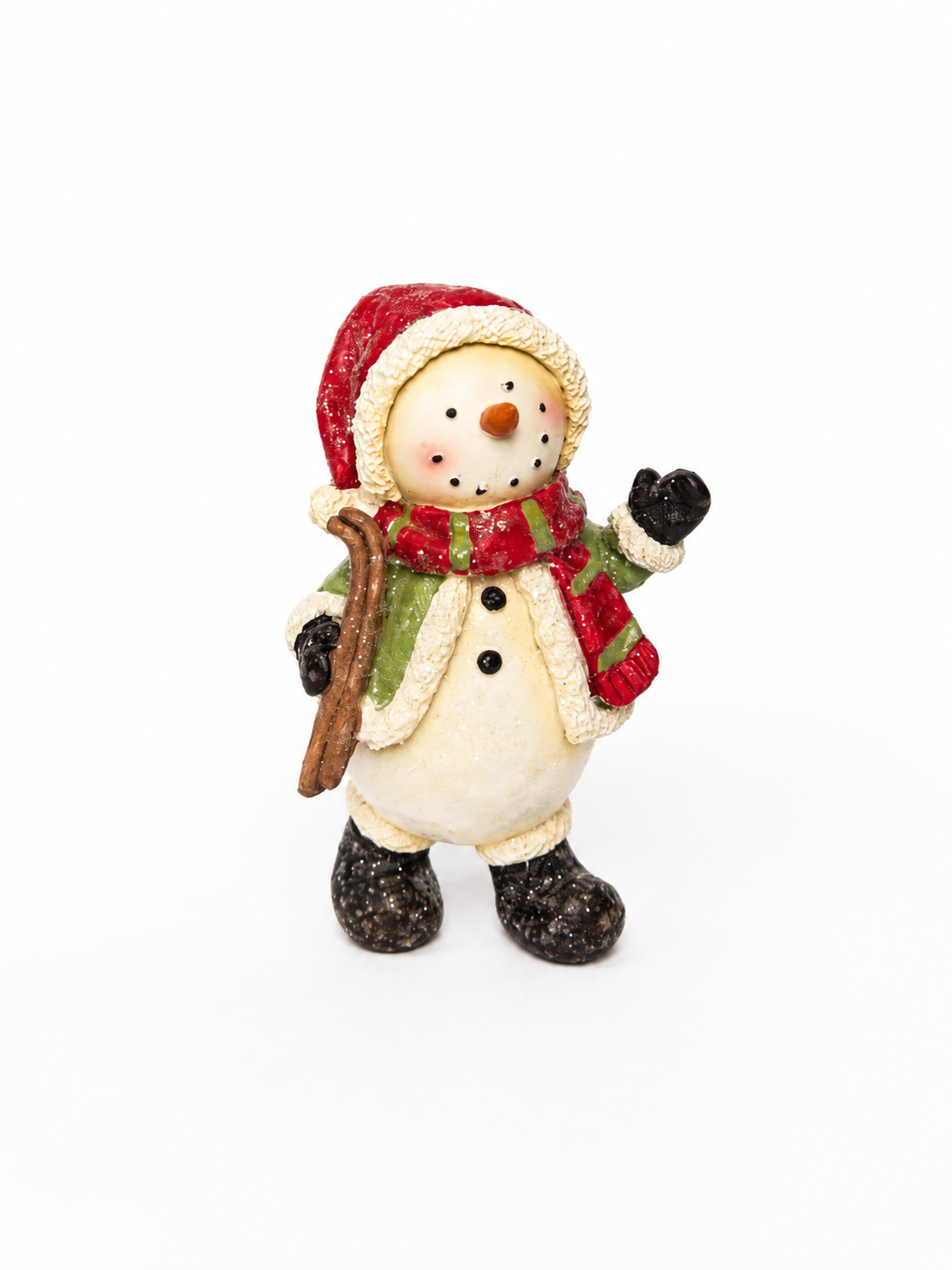 BONECO DE NEVE EM CERÂMICA EM PÉ 13CM