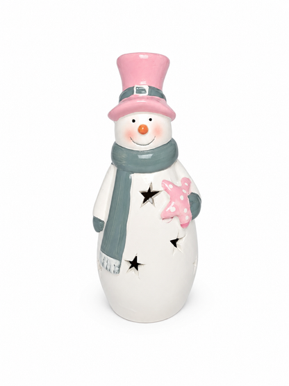 BONECO DE NEVE EM CERÂMICA 19CM
