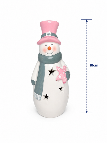 BONECO DE NEVE EM CERÂMICA 19CM