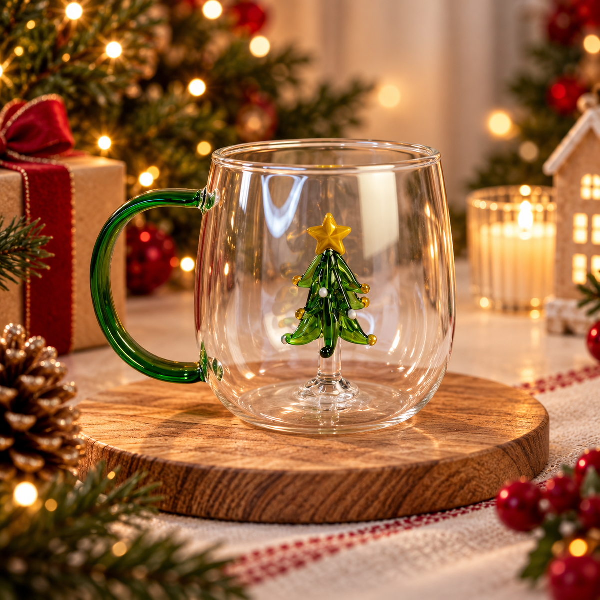 Caneca de Vidro 400ml Decorativa Árvore