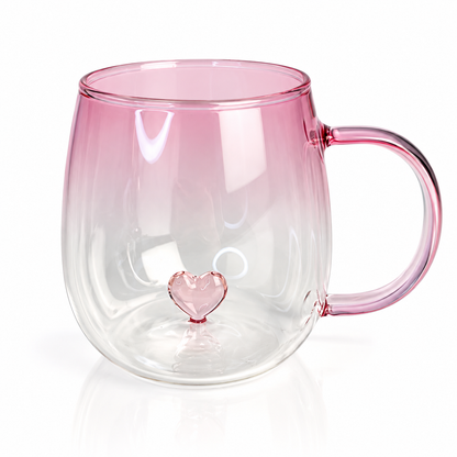 Caneca de Vidro 400ml Decorativa Coração