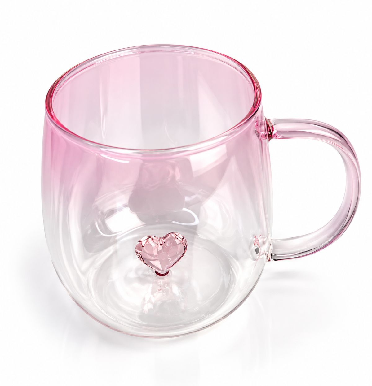 Caneca de Vidro 400ml Decorativa Coração