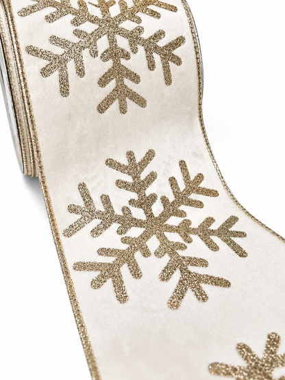 FITA ARAMADA BEGE C/ GLITTER DOURADO 10CM X 9.14M