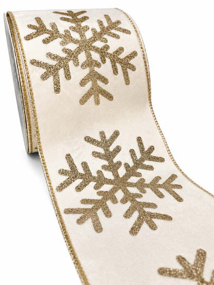 FITA ARAMADA BEGE C/ GLITTER DOURADO 10CM X 9.14M