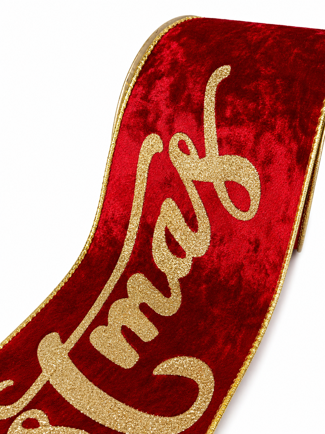 FITA ARAMADA VERM. C/ GLITTER DOURADO 10CM X 9.14CM