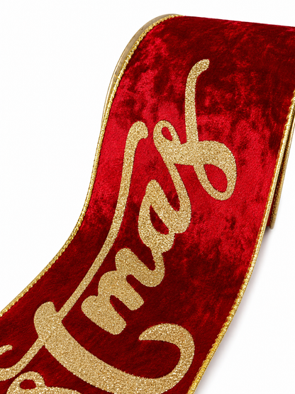 FITA ARAMADA VERM. C/ GLITTER DOURADO 10CM X 9.14CM