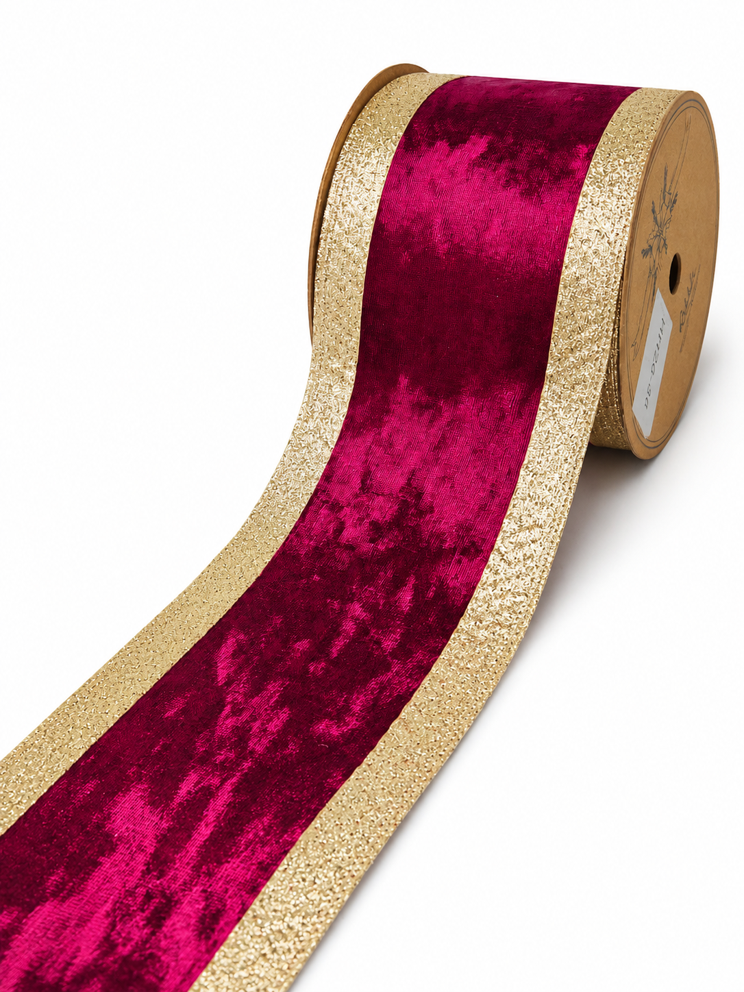 FITA ARAMADA VINHO AVELUDADA C/ DOURADO 10CM X 9.14M