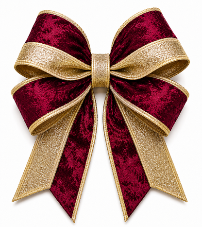 FITA ARAMADA 1/2 VINHO AVELUDADA C/ 1/2  GLITTER DOURADO 10CM X 9.14M