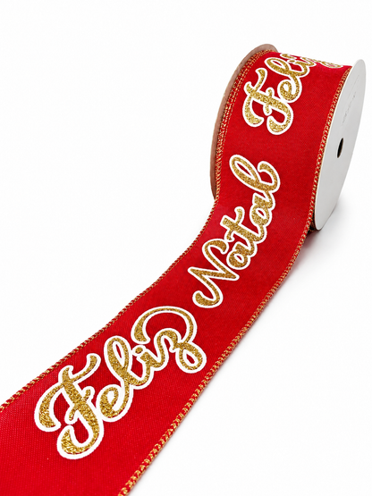 FITA ARAMADA VERM. C/ GLITTER DOURADO 6.3CM X 9.14M