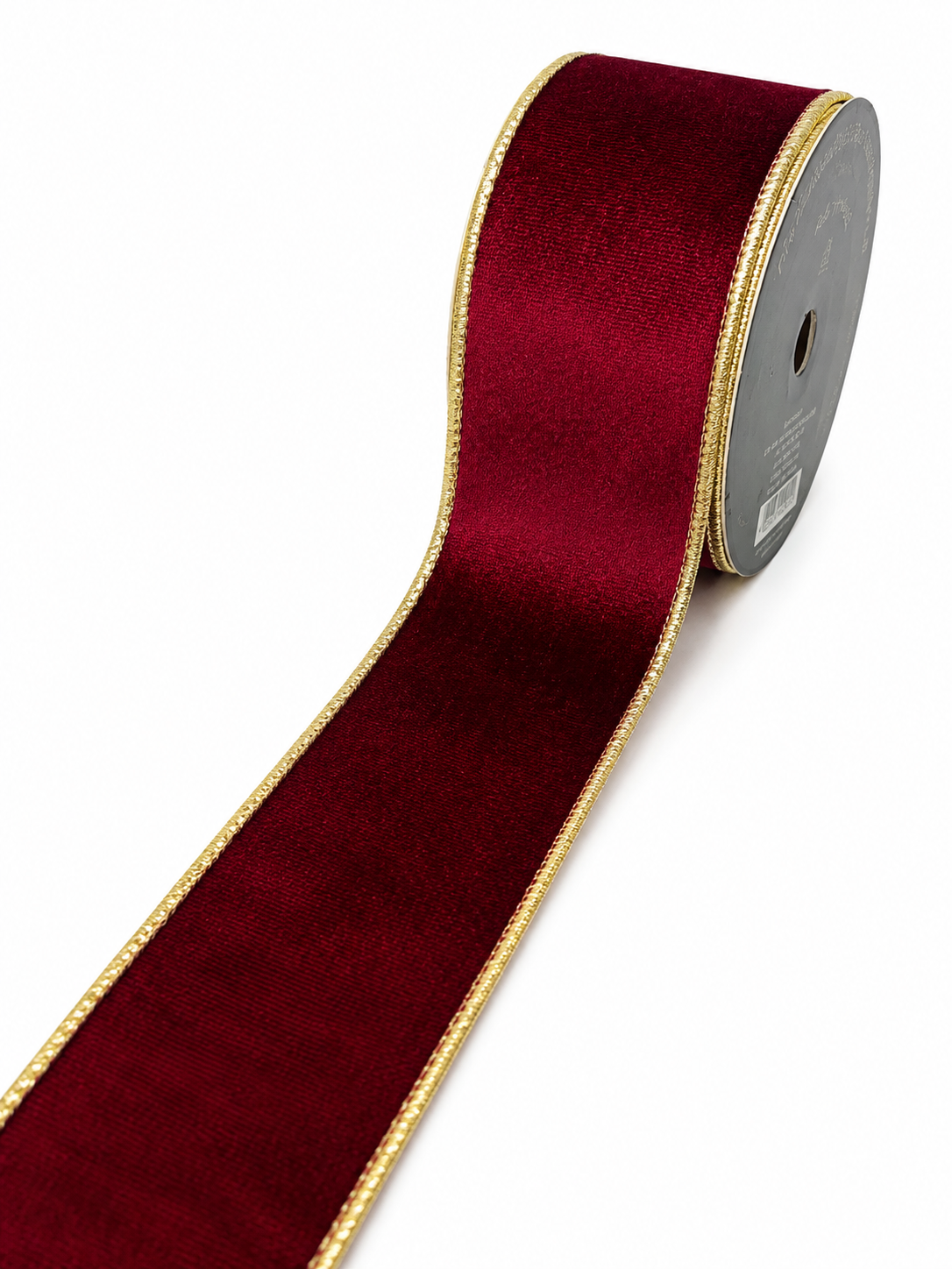 FITA ARAMADA VINHO AVELUDADA C/ GLITTER DOURADO 6.3CM X 9.14M