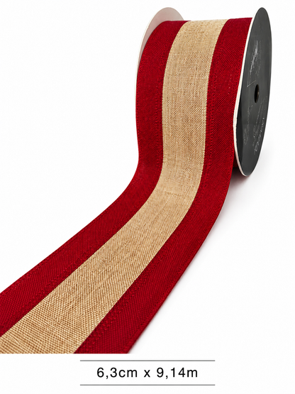 FITA ARAMADA VERMELHO COM BEGE 6.3CM X 9.14M