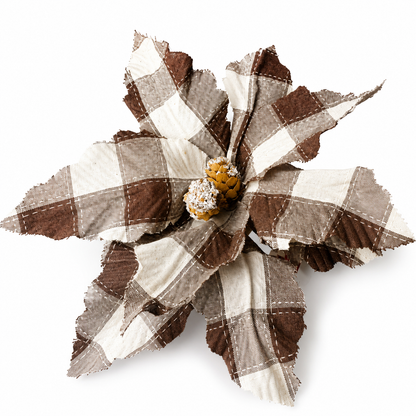 H. FLOR XADREZ MARROM C/ CREME 31CM
