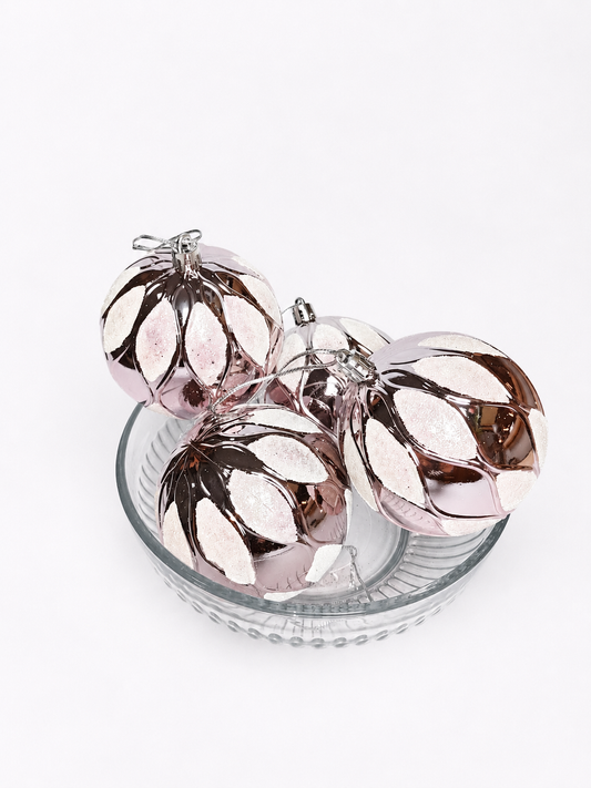 BOLA GEOMETRICA ROSA C/ GLITTER 8CM 4UNI