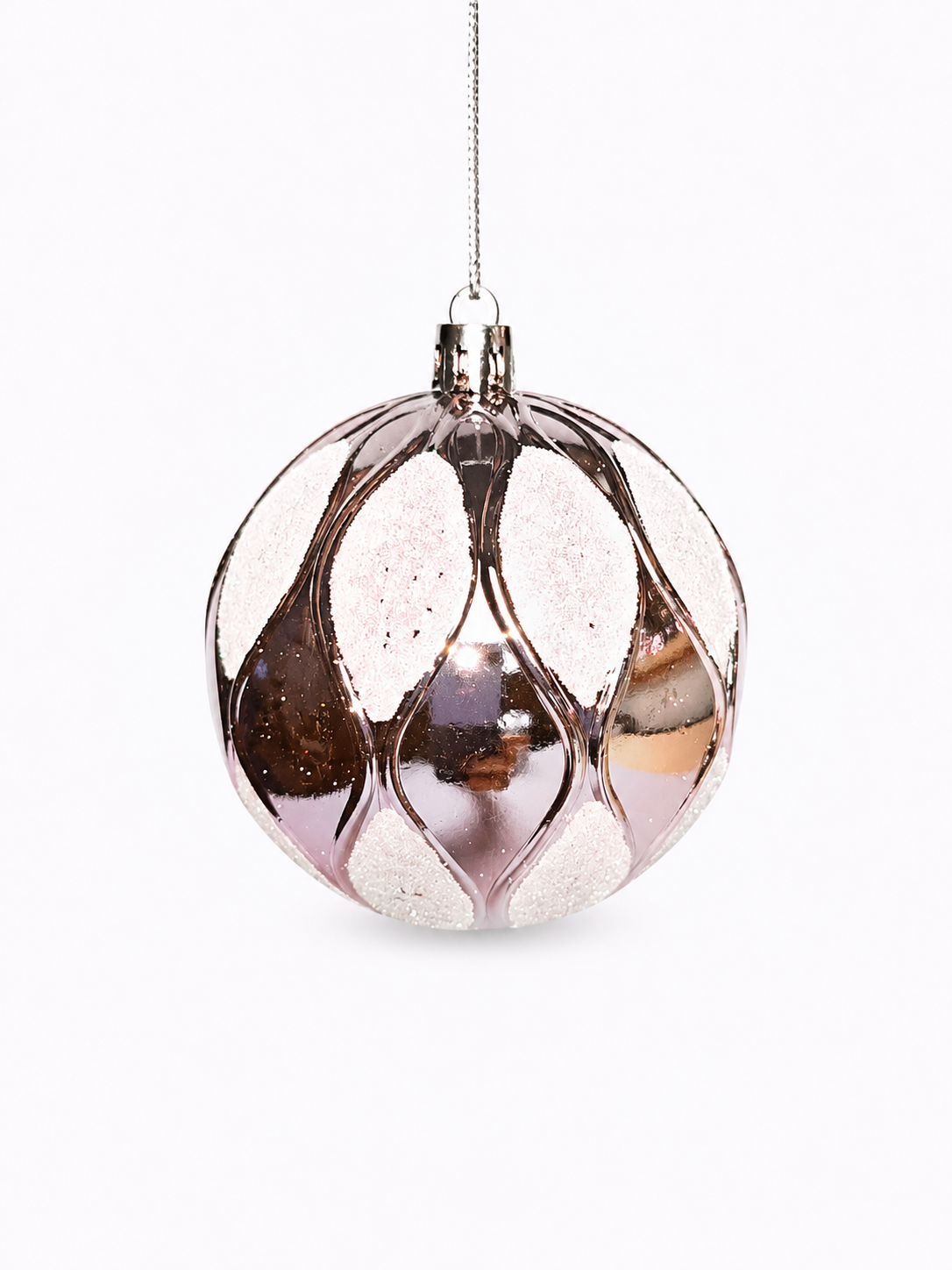 BOLA GEOMETRICA ROSA C/ GLITTER 8CM 4UNI