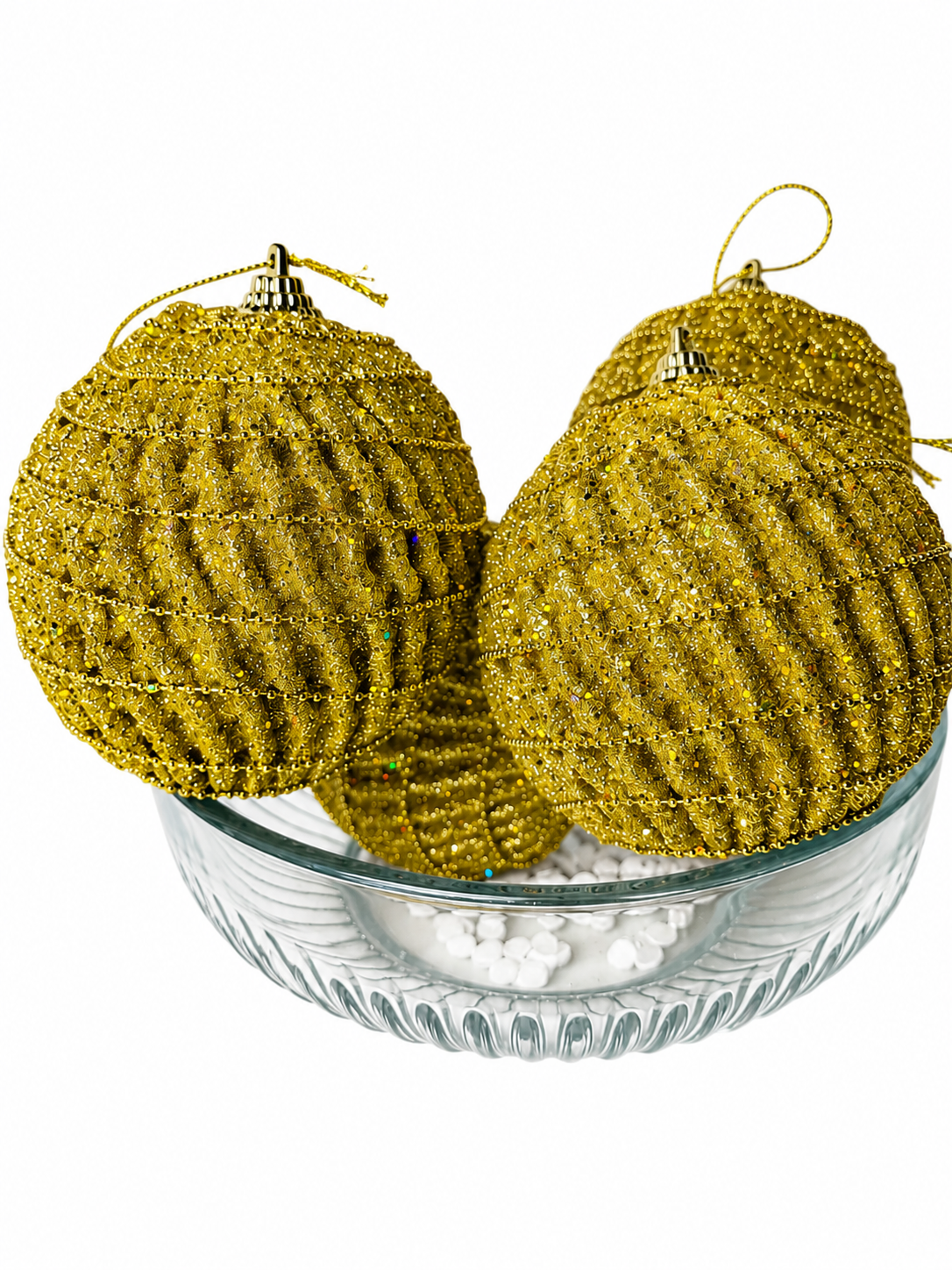 BOLA DOURADO C/ GLITTER 8CM 4UNI