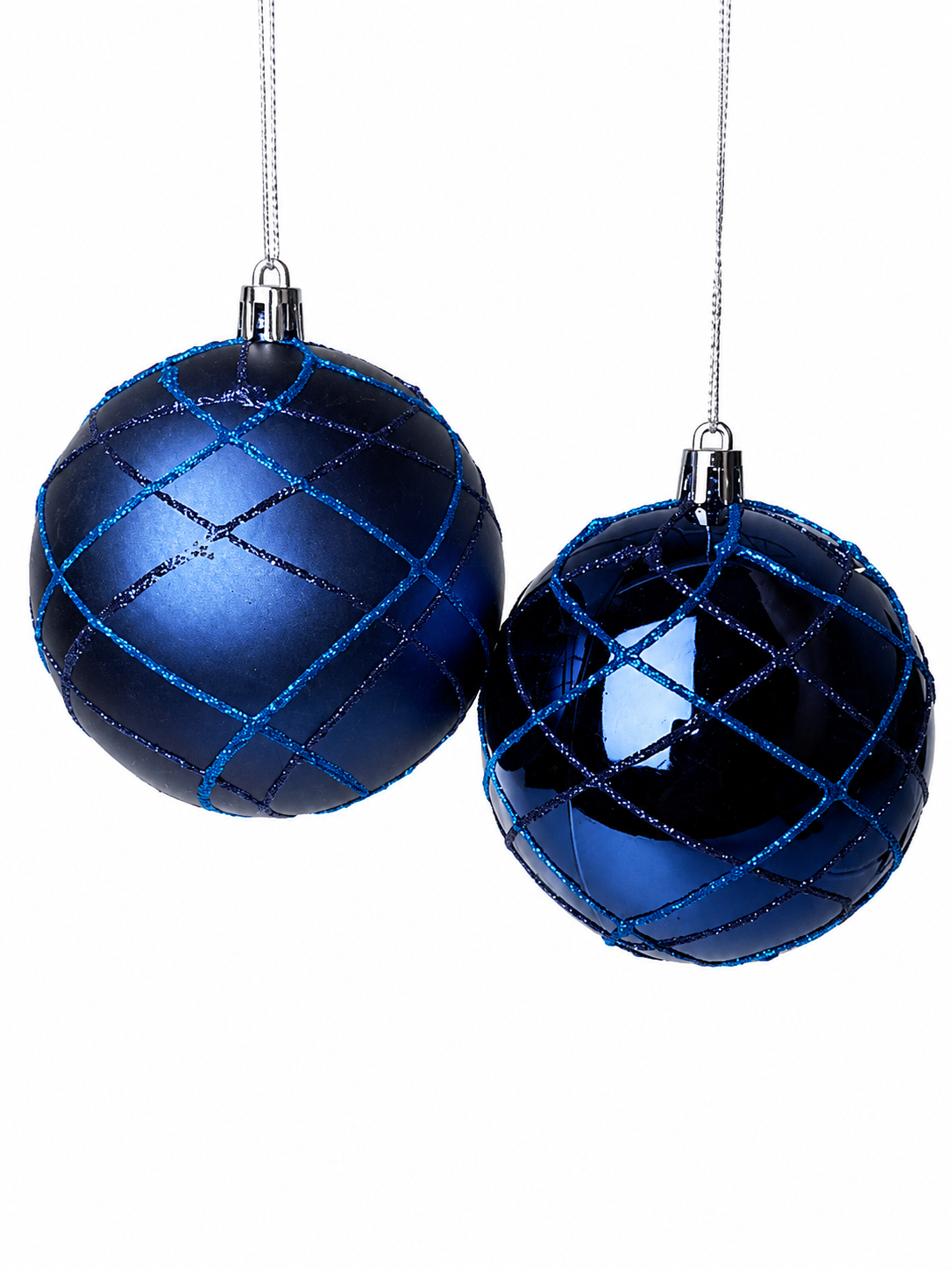BOLA AZUL C/ GLITTER 8CM 4 UNI