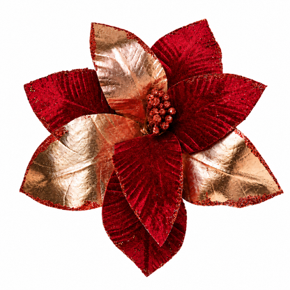 H. DE FLOR VELUDO VERM. C DOURADO E GLITTER