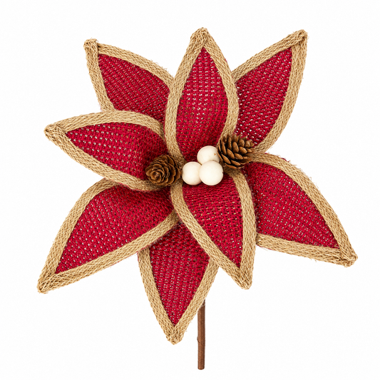 H. DE FLOR GRANDE VERMELHA C BORDA DE JUTA E DOURADO