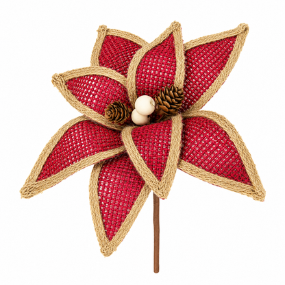 H. DE FLOR GRANDE VERMELHA C BORDA DE JUTA E DOURADO
