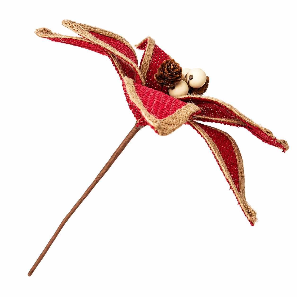 H. DE FLOR GRANDE VERMELHA C BORDA DE JUTA E DOURADO