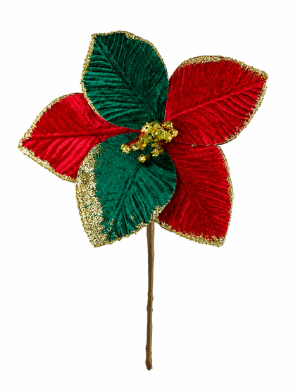 H. DE FLOR PEQUENA VELUDO VERMELHO E VERDE