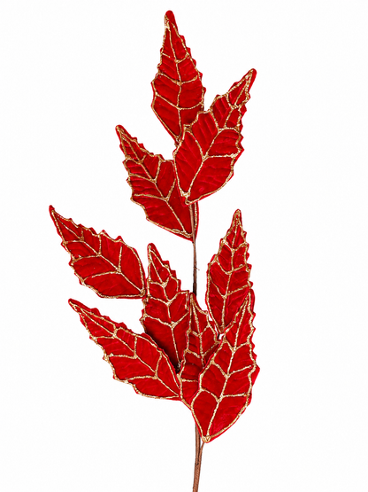 H. FOLHAS DE VELUDO VERMELHO COM DOURADO