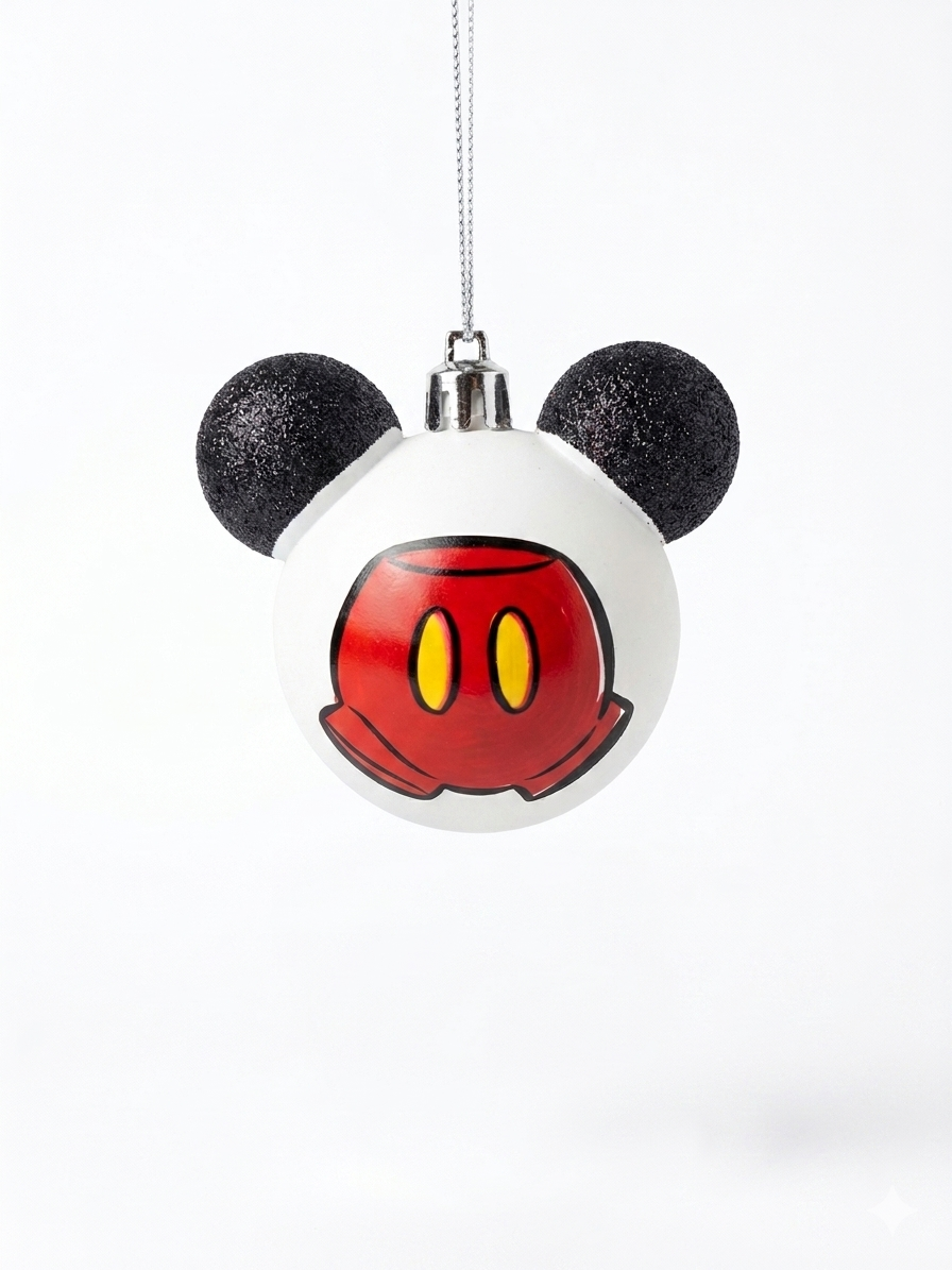 BOLA MICKEY C/ ORELHAS BRANCO C/ GLITTER 6CM 6UNI