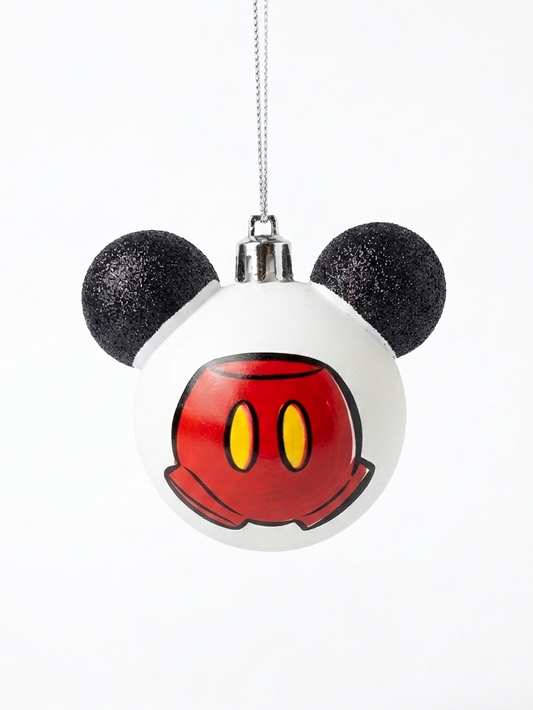 BOLA MICKEY C/ ORELHAS BRANCO C/ GLITTER 10CM 4UNI