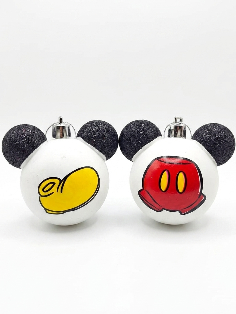 BOLA MICKEY C/ ORELHAS BRANCO C/ GLITTER 6CM 6UNI