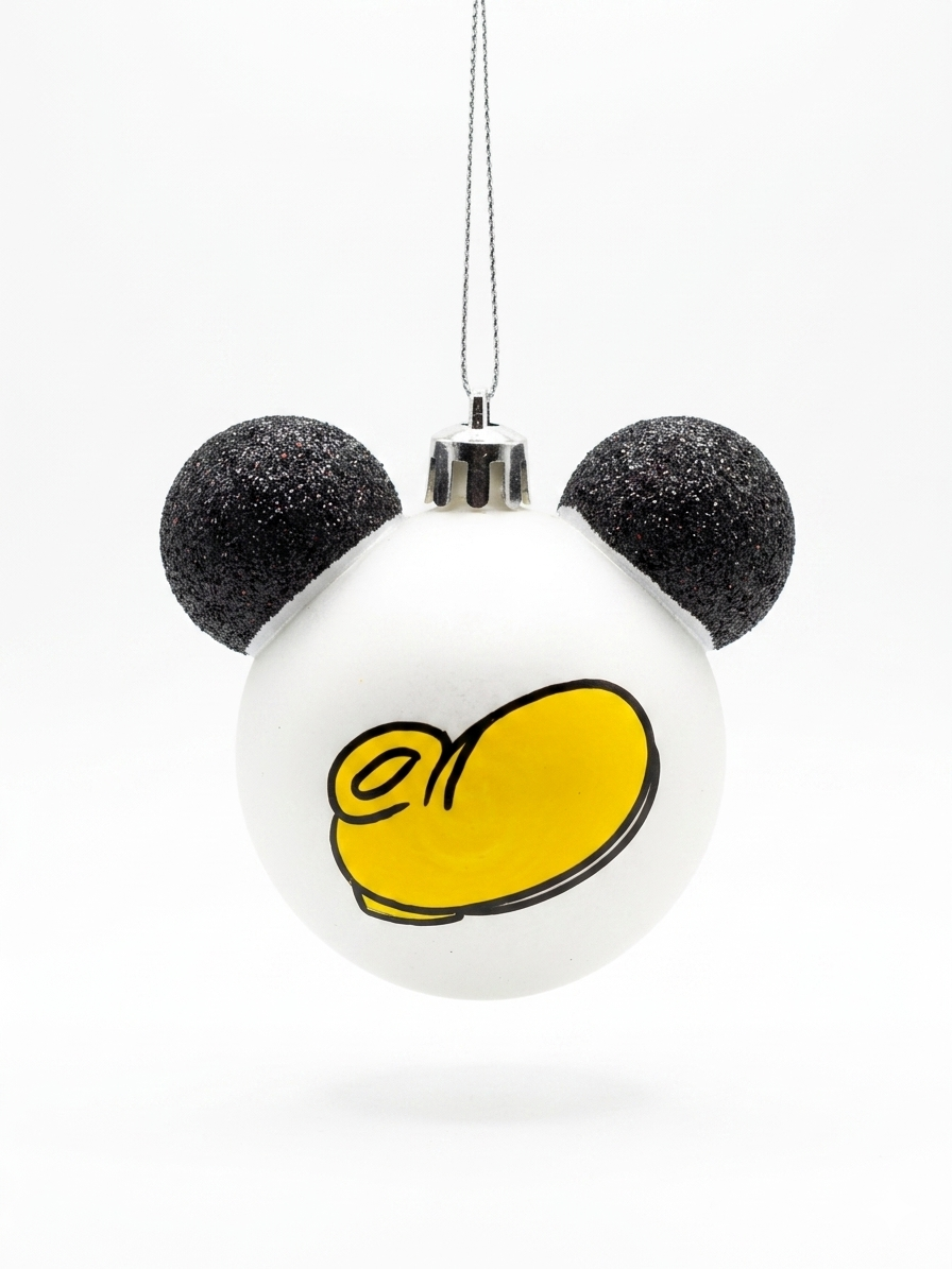 BOLA MICKEY C/ ORELHAS BRANCO C/ GLITTER 6CM 6UNI