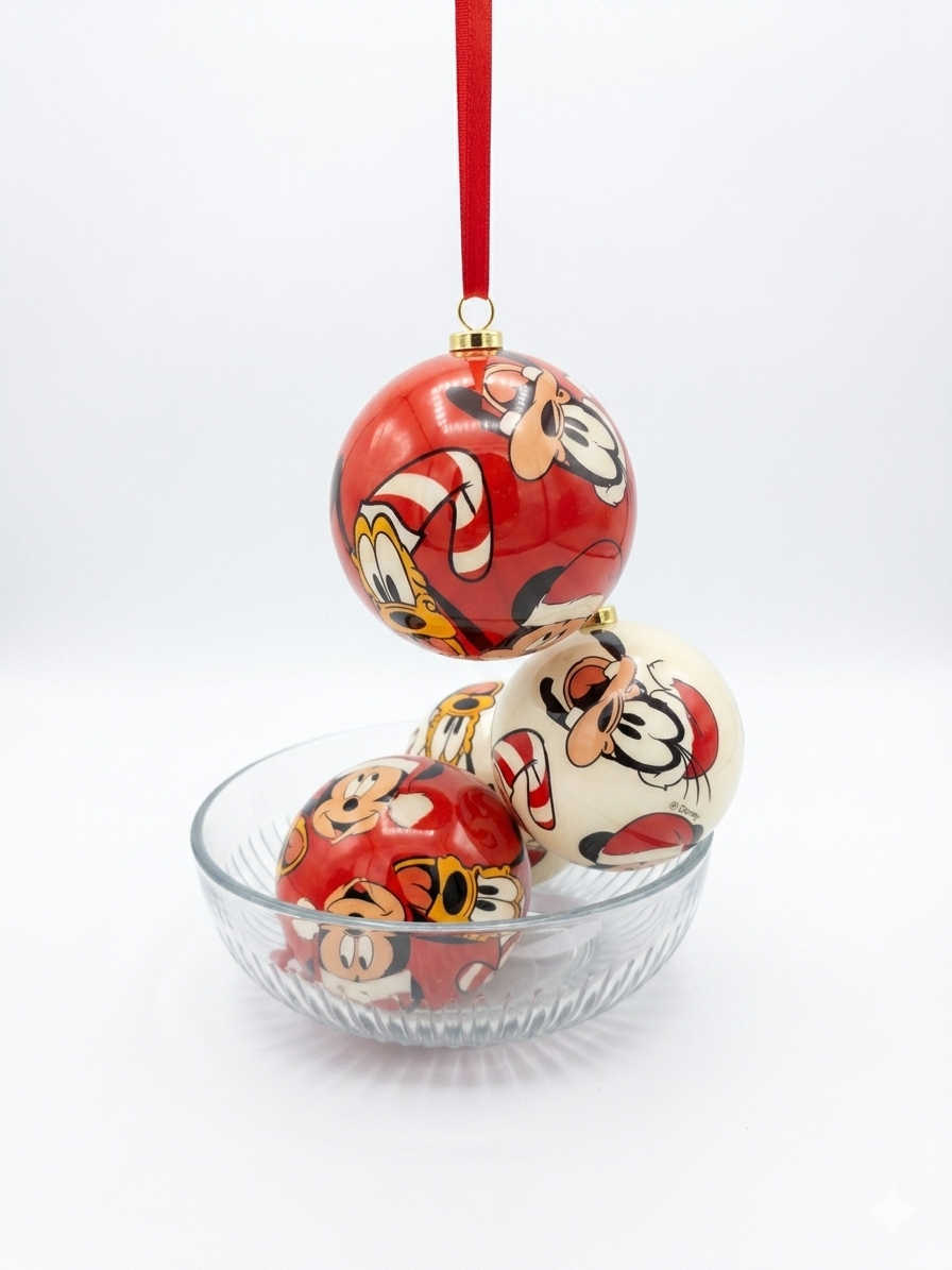 BOLA MICKEY PLUTO VERM. E BRANCO 8CM 4UNI