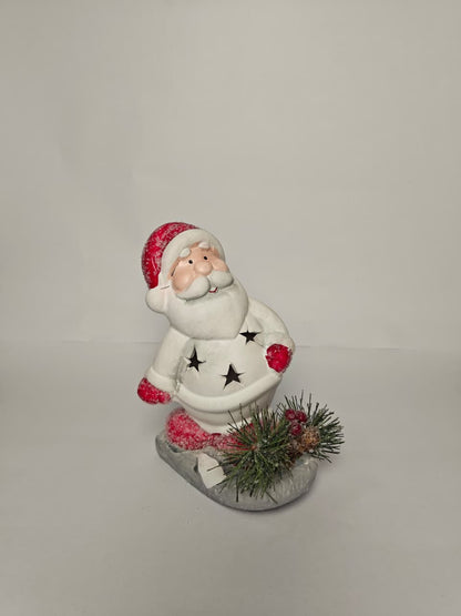 PAPAI NOEL ESQUIANDO EM CERÂMICA 15,3CM