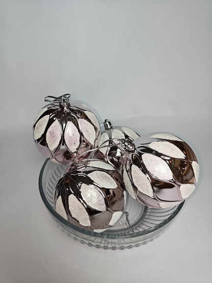 BOLA GEOMETRICA ROSA C/ GLITTER 8CM 4UNI