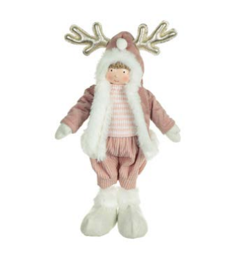 BONECO NATAL MENINO EM PE (ROSA BRANCO) 34cm