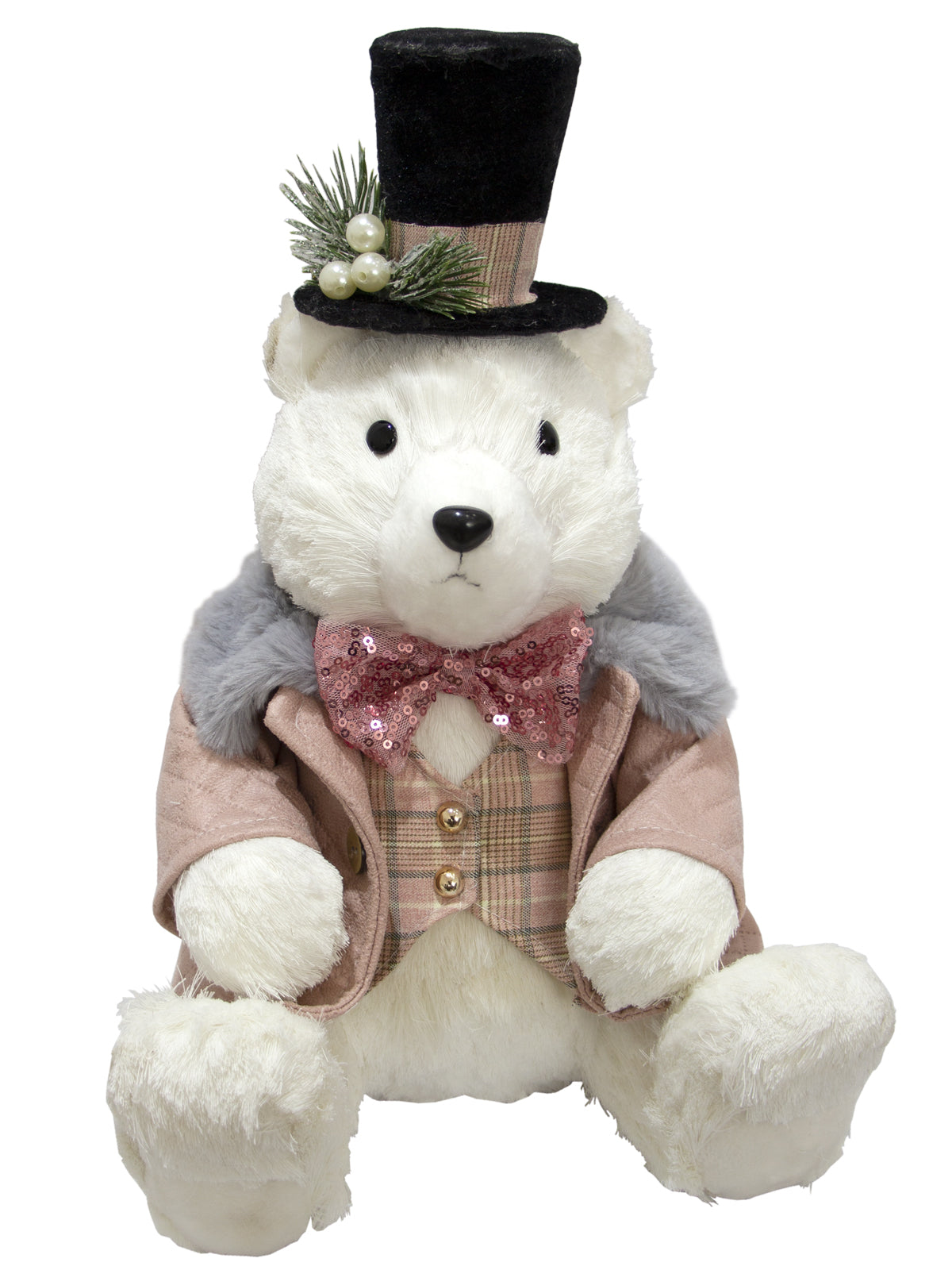 URSO COM CARTOLA PRETA E FOLHAGEM